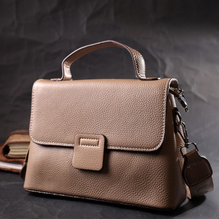 Женская сумка сэтчел из натуральной кожи Vintage 22292 Бежевая