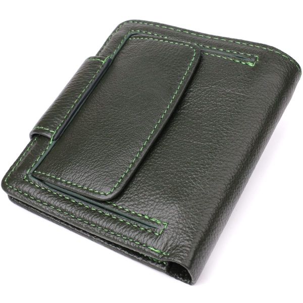 Вертикальный женский кошелек из натуральной кожи ST Leather 23070 Зеленый