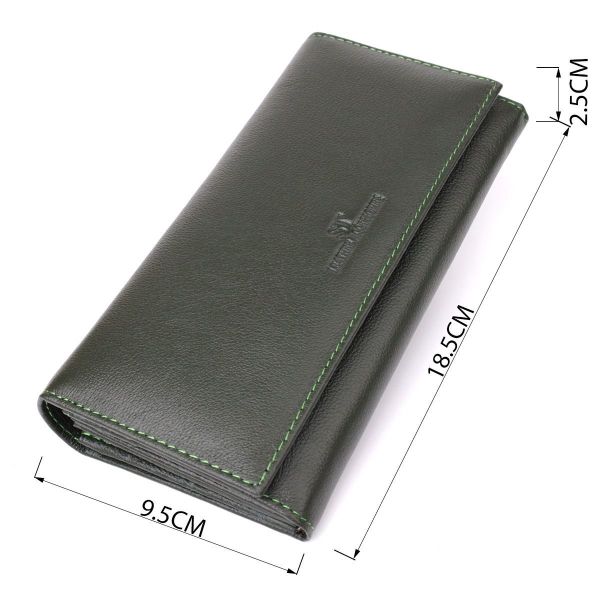 Горизонтальный кошелек у два сложения из натуральной кожи ST Leather 23067 Зеленый