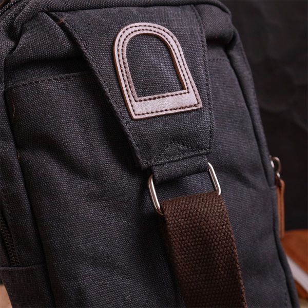 Оригинальная мужская сумка через плечо из плотного текстиля Vintage 22192 Черный