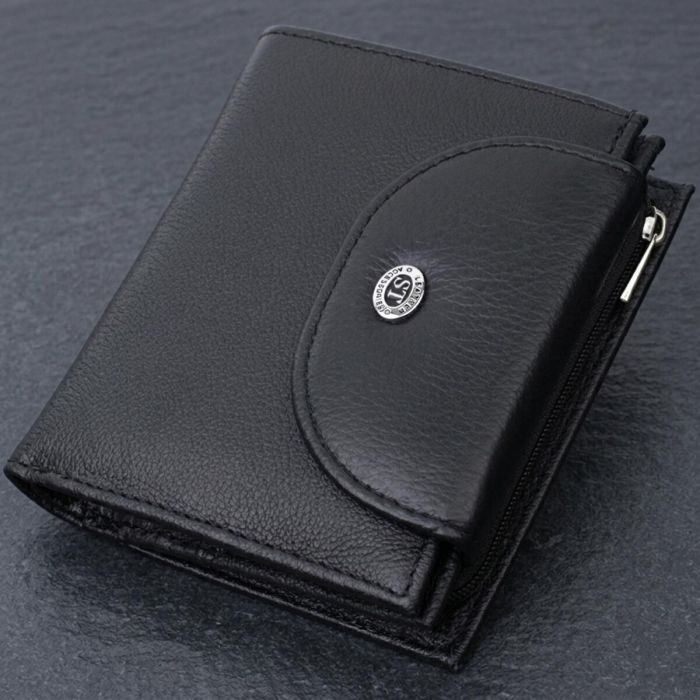 Удобный женский кошелек с монетницей из натуральной кожи ST Leather 22711 Черный