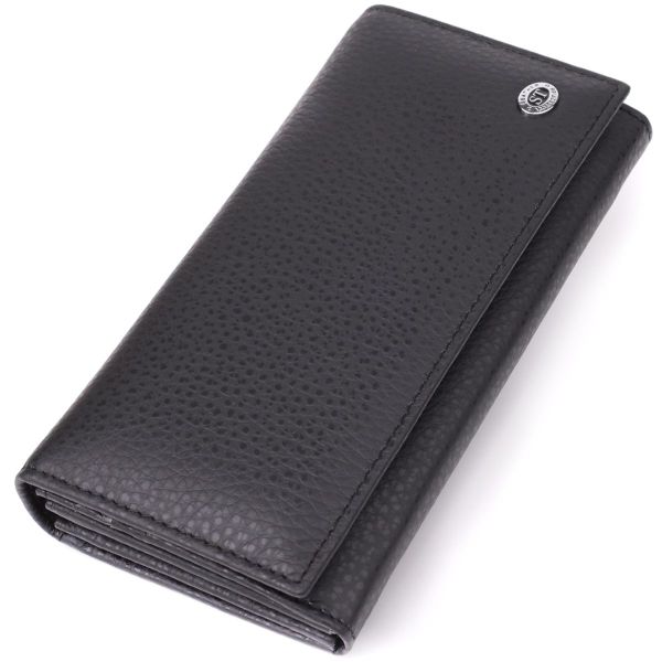 Женский вертикальный кошелек из натуральной кожи ST Leather 23084 Черный