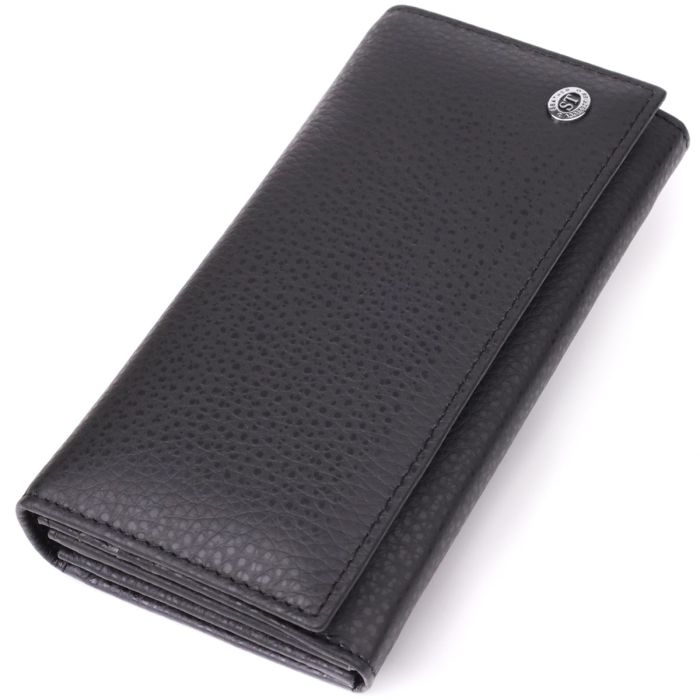 Женский вертикальный кошелек из натуральной кожи ST Leather 23084 Черный