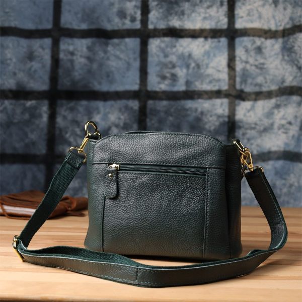 Кожаная сумка для женщин с тремя отделениями Vintage 22977 Зеленый