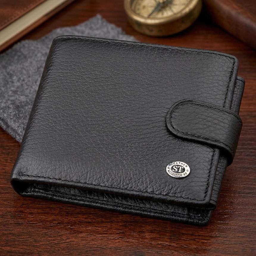 Мужской кошелек ST Leather 18334 (ST102) натуральная кожа Черный