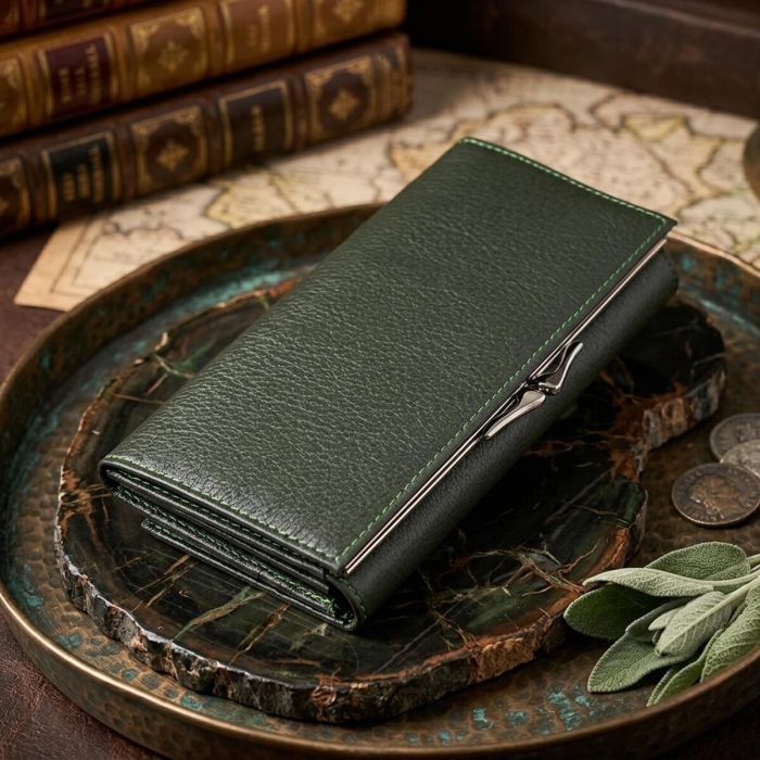 Стильный кошелек для женщин с монетницей из натуральной кожи ST Leather 23106 Зеленый
