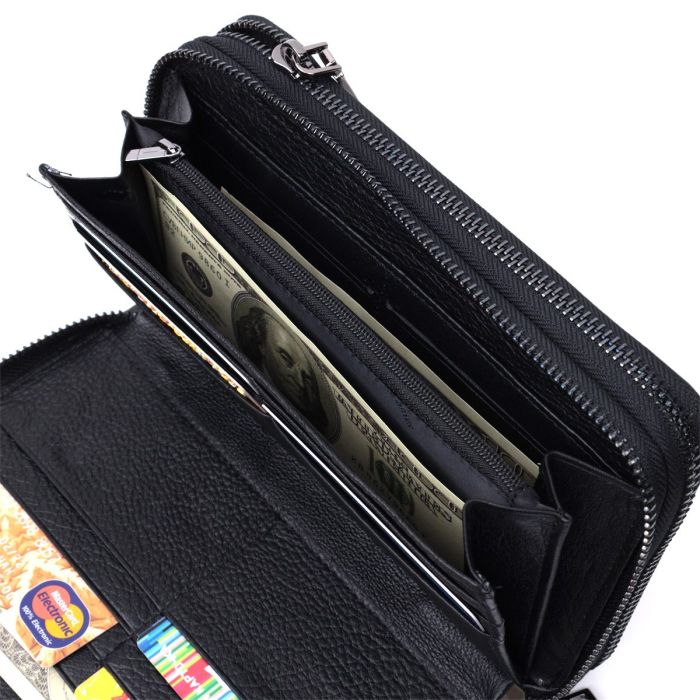 Мужской кожаный клатч для карт купюр и документов ST Leather 22684 Черный