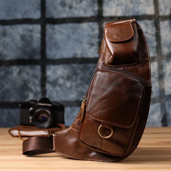 Мужская сумка через плечо из натуральной кожи Vintage 22959 Коричневый