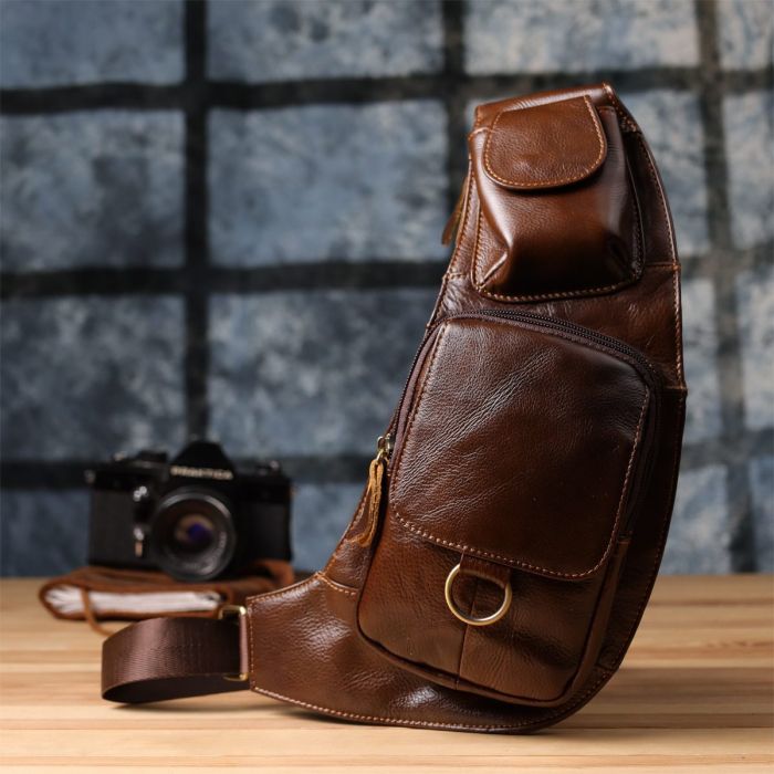 Мужская сумка через плечо из натуральной кожи Vintage 22959 Коричневый