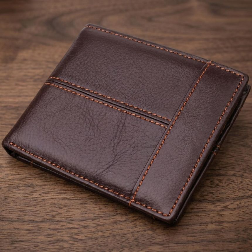 Горизонтальный стильный кошелек из натуральной кожи Vintage 22888 Коричневый