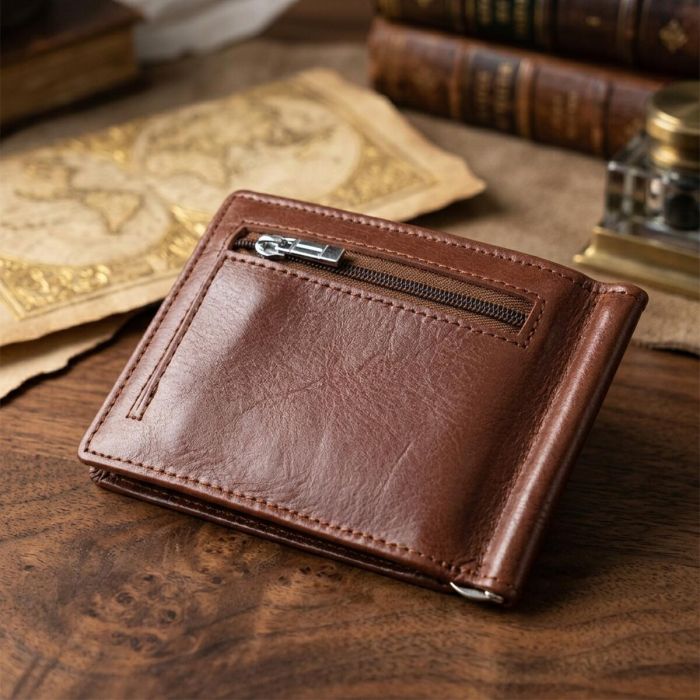 Зручний затискач для грошей із натуральної гладкої шкіри ST Leather 19427 Коричневий