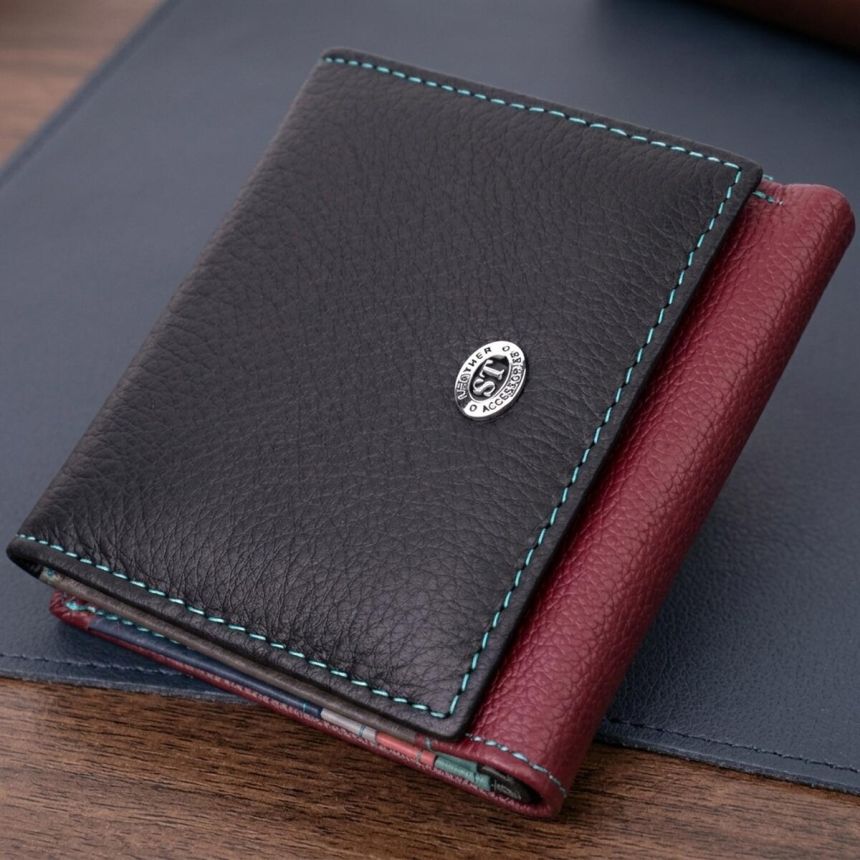 Стильный женский кошелек с оригинальной монетницей из натуральной кожи ST Leather 19510 Разноцветный