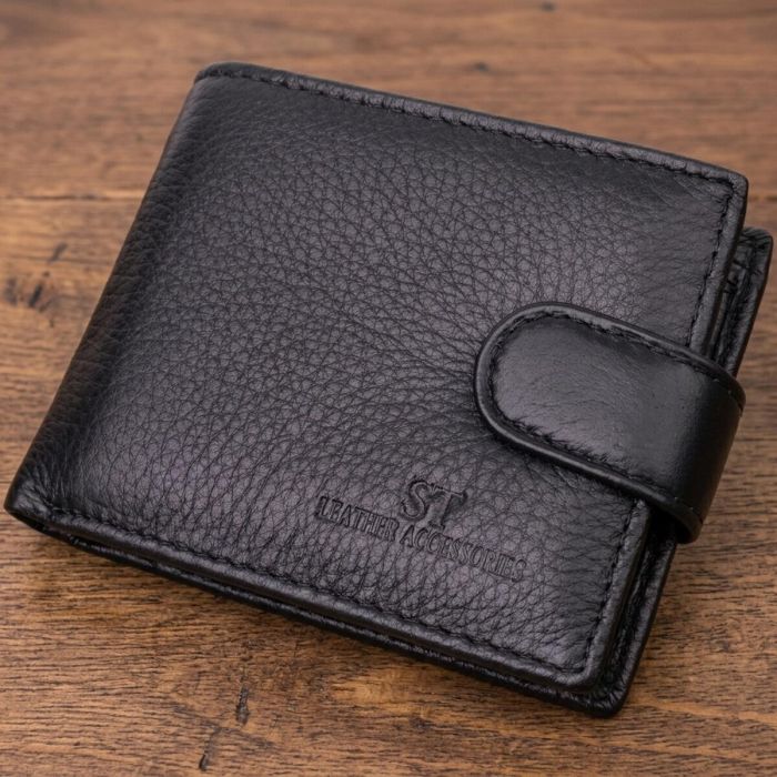 Небольшой вместительный кошелек из натуральной кожи ST Leather 22456 Черный