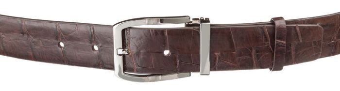 Ремень мужской CROCODILE LEATHER 18178 из натуральной кожи крокодила Коричневый