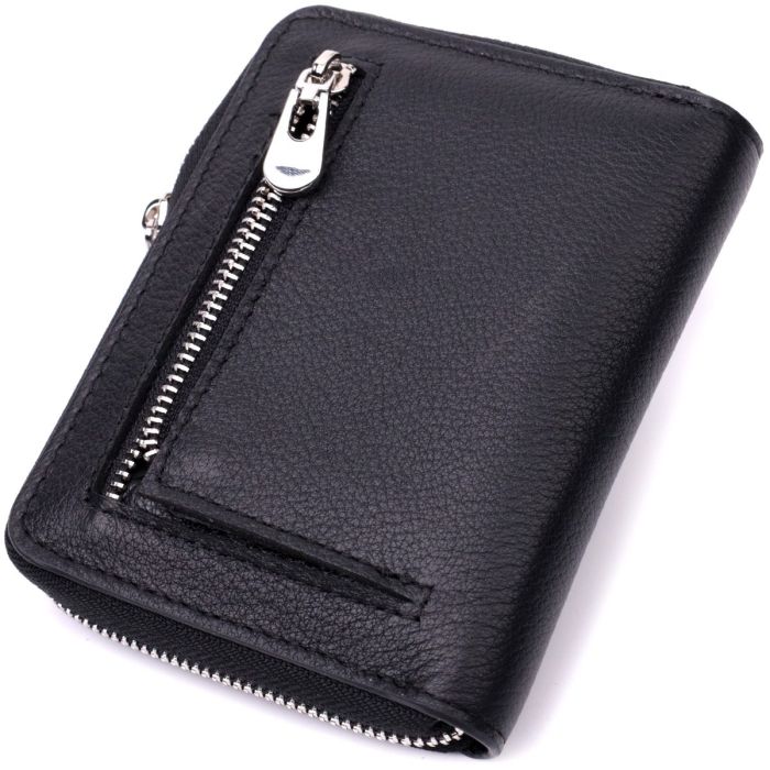 Кожаный кошелек для женщин на молнии с тисненым логотипом производителя ST Leather 19489 Черный