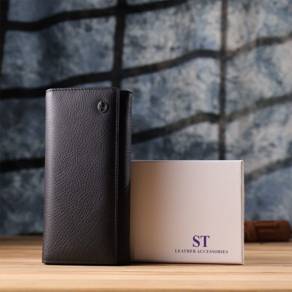 Вместительный кошелек для женщин из натуральной кожи ST Leather 23097 Черный
