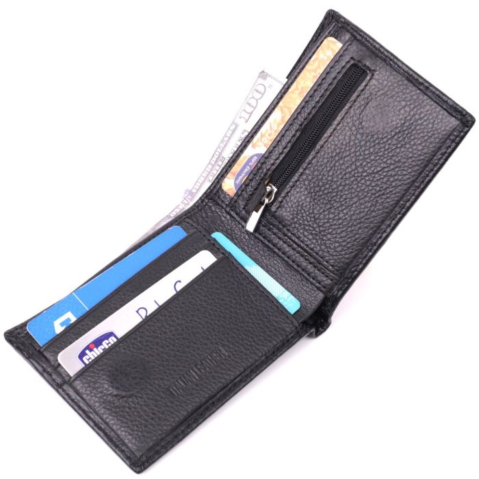 Удобное мужское портмоне из натуральной кожи ST Leather 22482 Черный