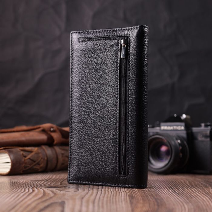 Женский вертикальный кошелек на магнитах из натуральной кожи ST Leather 22538 Черный