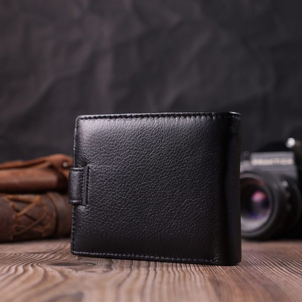 Кошелек для мужчин удобного размера из натуральной кожи ST Leather 22461 Черный