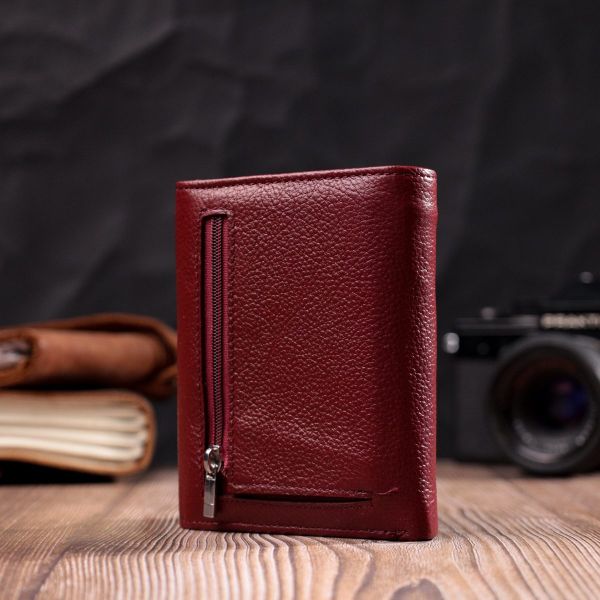 Женский кожаный кошелек для карт купюр и монет ST Leather 19492 Бордовый