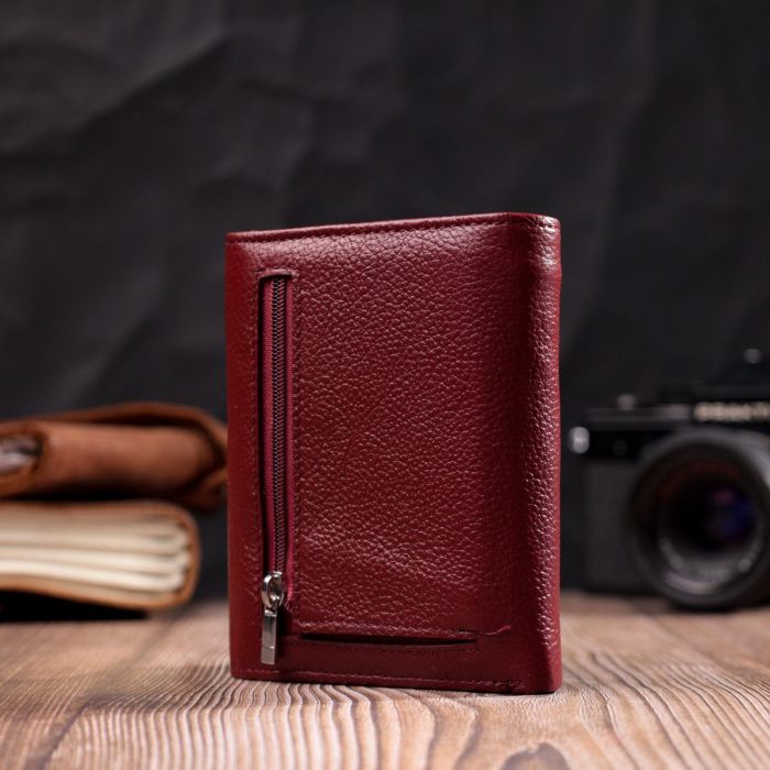 Женский кожаный кошелек для карт купюр и монет ST Leather 19492 Бордовый