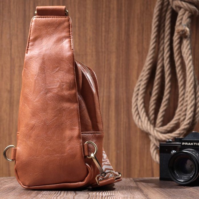 Интересная сумка через плечо в модном цвете из экокожи Vintage 22793 Рыжий