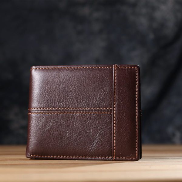 Горизонтальный стильный кошелек из натуральной кожи Vintage 22888 Коричневый