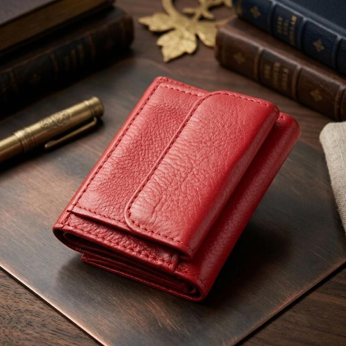 Компактное женское портмоне с монетницей из натуральной кожи ST Leather 22729 Красный