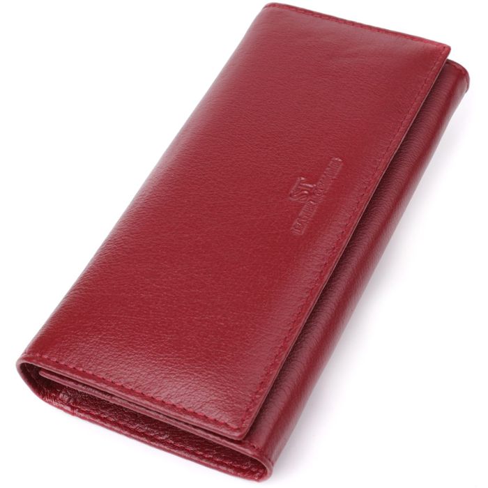 Элегантный кошелек у два сложения из натуральной кожи ST Leather 23065 Бордовый