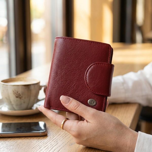 Жіночий гаманець вертикального формату з натуральної шкіри ST Leather 23071 Бордовий