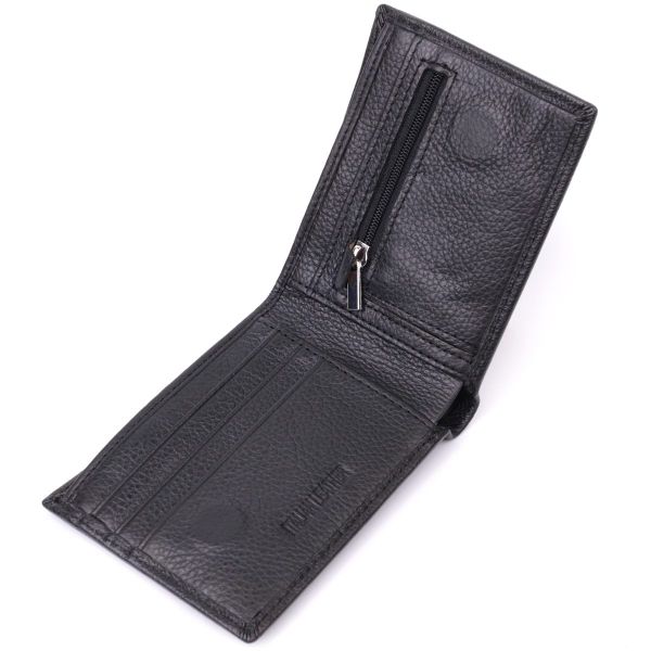 Компактное мужское портмоне из натуральной кожи ST Leather 22486 Черный