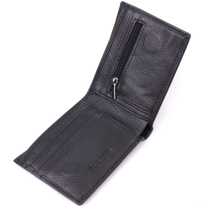 Компактное мужское портмоне из натуральной кожи ST Leather 22486 Черный