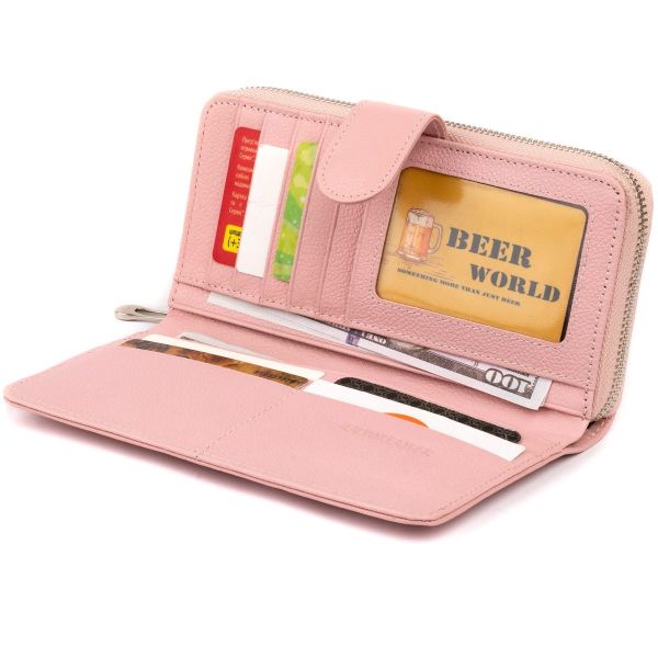 Вертикальный вместительный кошелек из кожи женский ST Leather 19303 Розовый