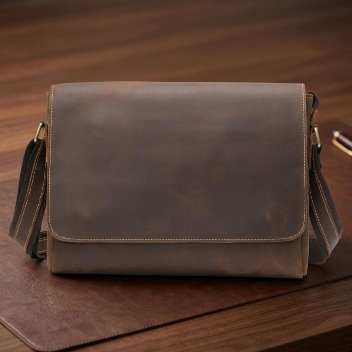 Сумка мужская crazy horse Vintage 14780 Коричневая