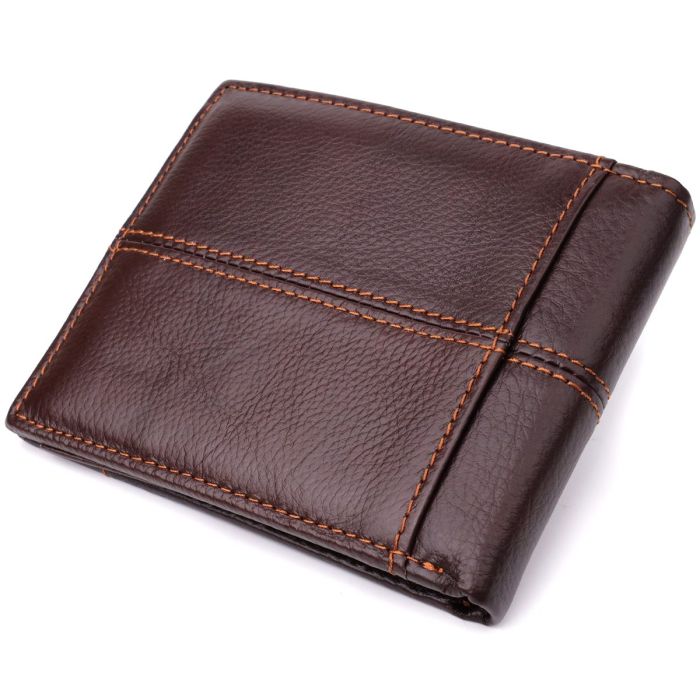 Горизонтальный стильный кошелек из натуральной кожи Vintage 22888 Коричневый
