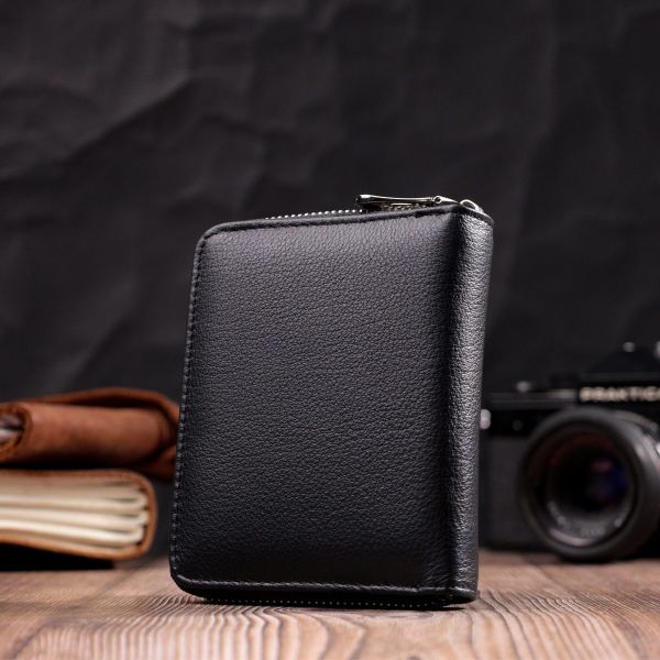 Портмоне для женщин на молнии в классическом цвете из натуральной кожи ST Leather 19488 Черный
