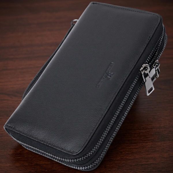 Стильный мужской клатч на два отделения из натуральной кожи ST Leather 22700 Черный