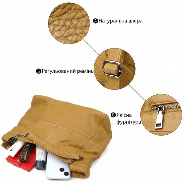 Практичная женская сумка из натуральной кожи Vintage 22991 Желтый