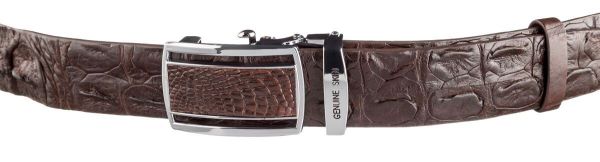 Ремень-автомат CROCODILE LEATHER 18240 из натуральной кожи крокодила Коричневый