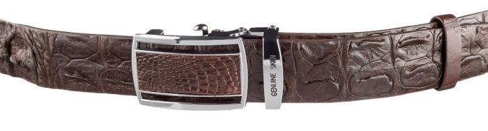 Ремень-автомат CROCODILE LEATHER 18240 из натуральной кожи крокодила Коричневый