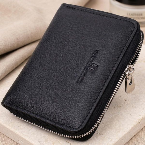 Кожаный кошелек для женщин на молнии с тисненым логотипом производителя ST Leather 19489 Черный