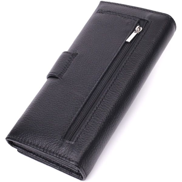 Женский кожаный кошелек для карт купюр и монет ST Leather 22548 Черный