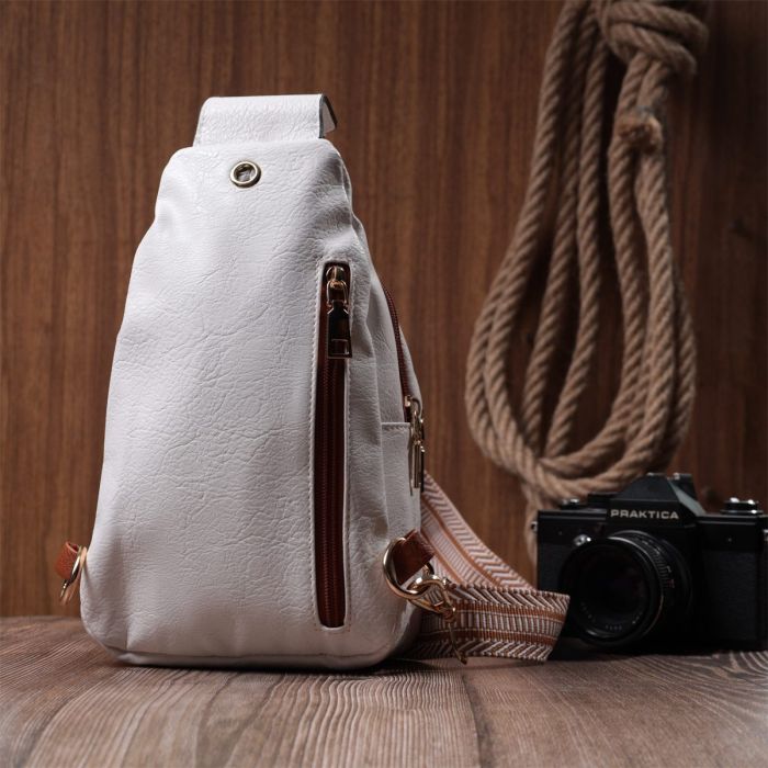 Женская сумка через плечо с отверстием для наушников из экокожи Vintage 22785 Белый