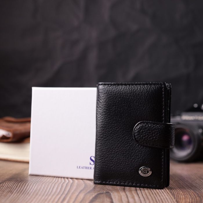 Надежная визитница из натуральной кожи ST Leather 22469 Черный