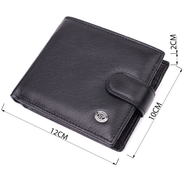 Бумажник мужской среднего размера из натуральной кожи ST Leather 22473 Черный