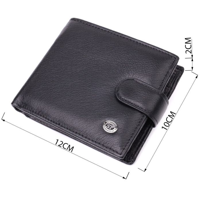 Бумажник мужской среднего размера из натуральной кожи ST Leather 22473 Черный