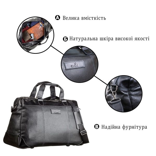 Дорожня сумка SHVIGEL 11120 шкіряна Чорна