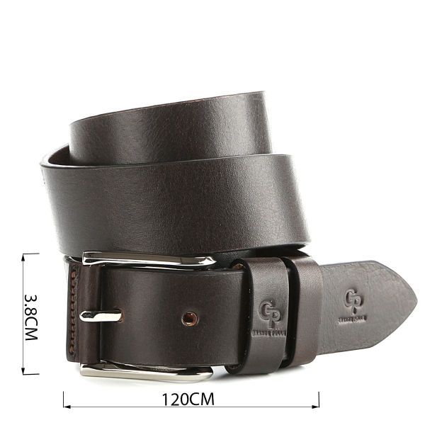 Эксклюзивный мужской джинсовый ремень из натуральной кожи GRANDE PELLE 00910 Коричневый