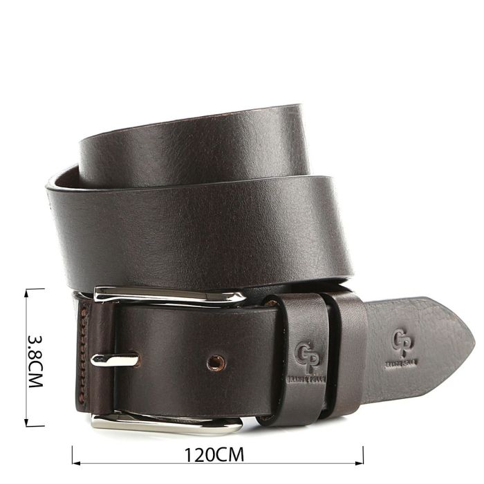 Эксклюзивный мужской джинсовый ремень из натуральной кожи GRANDE PELLE 00910 Коричневый