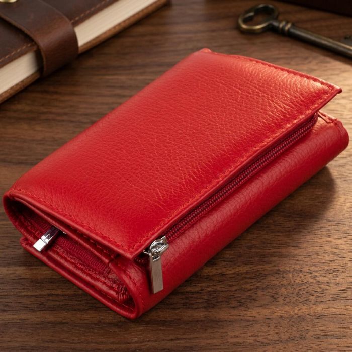 Женское кожаное портмоне для карт купюр и монет ST Leather 19335 Красное